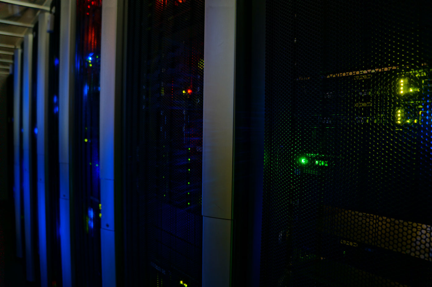 Lit cabinets in a data hall