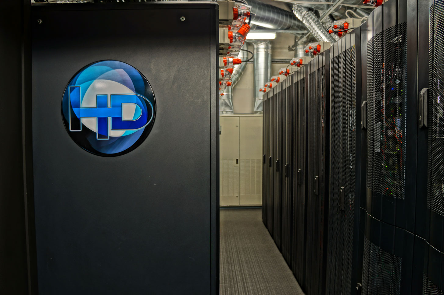 Cabinet aisle at HD Data Centre